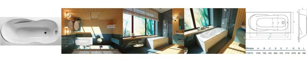 Ванна акриловая «Koller Pool» Olimpia 170/70 без опор без сифона белая Ванна акриловая «Koller Pool» Olimpia 170/70 без опор без сифона белая