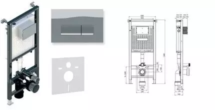 Инсталляция для унитаза с кнопкой «Koller Pool» Alcora ST1200/Integro Chrome Инсталляция для унитаза с кнопкой «Koller Pool» Alcora ST1200/Integro Chrome