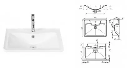 Раковина «Belbagno» 60/45 BB600/455-LV-MR-ALR искусственный камень белая Раковина «Belbagno» 60/45 BB600/455-LV-MR-ALR искусственный камень белая