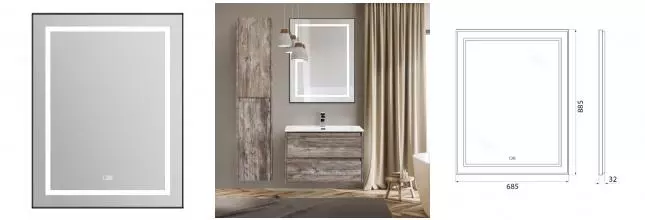 Зеркало «Belbagno» Spc-Kraft 68 с подсветкой чёрное