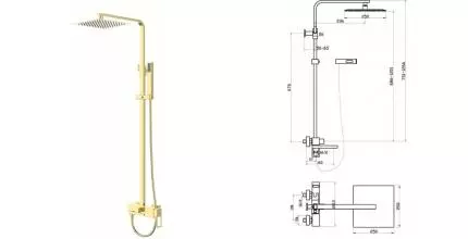 Душевая система «Belbagno» Luce LUC-VSCM-ORO золото