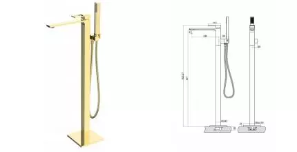 Напольный смеситель для ванны «Belbagno» Luce LUC-FMT-ORO золото