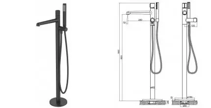 Напольный смеситель для ванны «Belbagno» Uno UNO-FMT-NERO чёрный