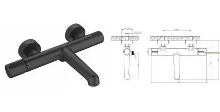Смеситель для ванны «Belbagno» Uno UNO-VASM-NERO чёрный Смеситель для ванны «Belbagno» Uno UNO-VASM-NERO чёрный