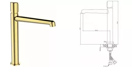 Смеситель для раковины «Belbagno» Uno UNO-LMC-ORO-W0 золото