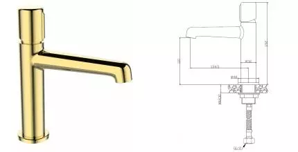 Смеситель для раковины «Belbagno» Uno UNO-LVM-ORO с донным клапаном золото