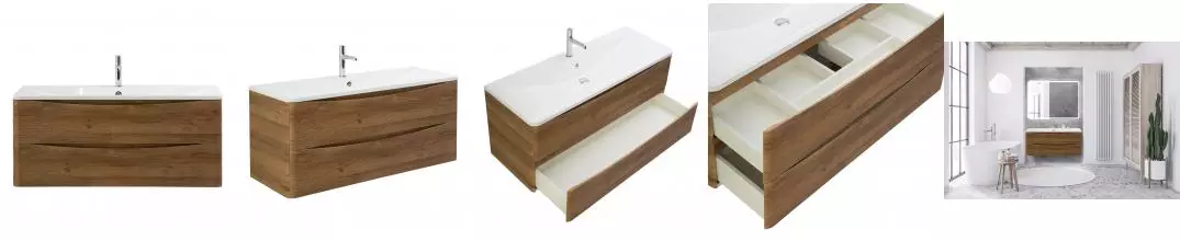 Тумба с раковиной «Belbagno» Acqua 120 (BB1200/455-LV-MR-ALR) подвесная Rovere Rustico