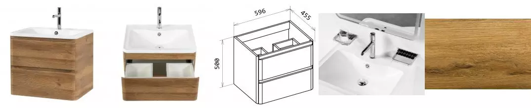 Тумба с раковиной «Belbagno» Albano 60 (BB600/455-LV-MR-ALR) подвесная Rovere Rustico