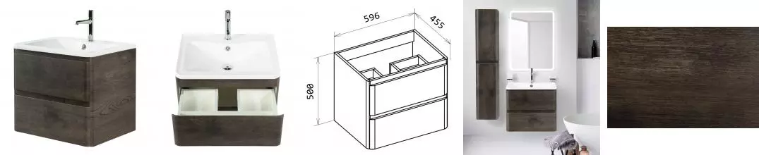 Тумба с раковиной «Belbagno» Albano 60 (BB600/455-LV-MR-ALR) подвесная Robere Nature Grigio