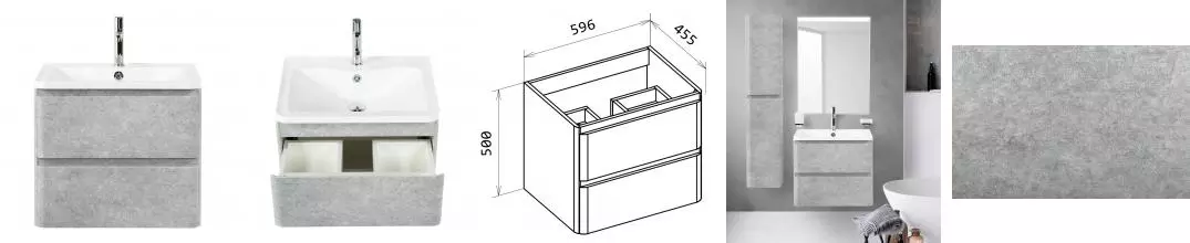 Тумба с раковиной «Belbagno» Albano 60 (BB600/455-LV-MR-ALR) подвесная Cemento Verona Grigio