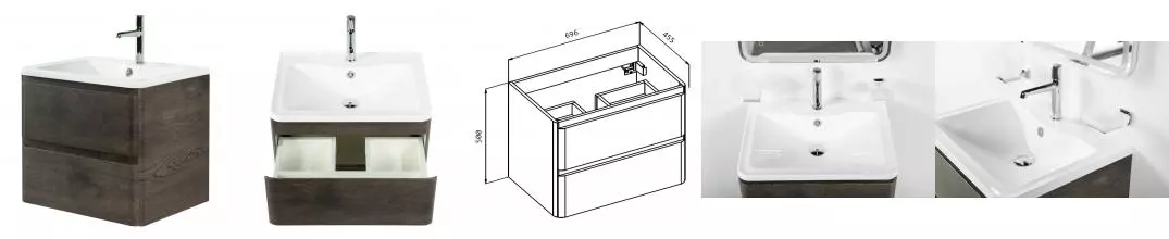 Тумба с раковиной «Belbagno» Albano 70 (BB700/455-LV-MR-ALR) подвесная Robere Nature Grigio