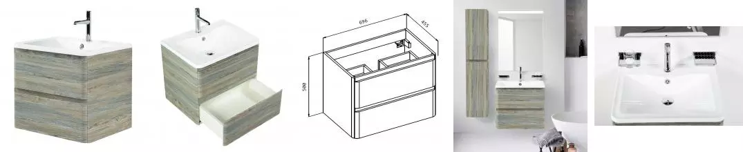 Тумба с раковиной «Belbagno» Albano 70 (BB700/455-LV-MR-ALR) подвесная Pino Scania