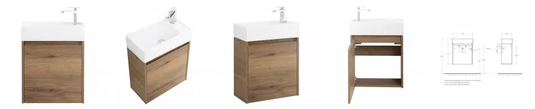 Тумба с раковиной «Belbagno» Kraft mini 50 (7045-KL) подвесная Rovere Tabacco левая