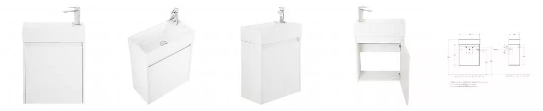 Тумба с раковиной «Belbagno» Kraft mini 50 (7045-KL) подвесная Bianco Opaco правая