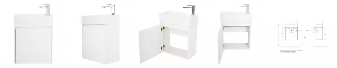 Тумба с раковиной «Belbagno» Kraft mini 50 (7045-KL) подвесная Bianco Opaco левая