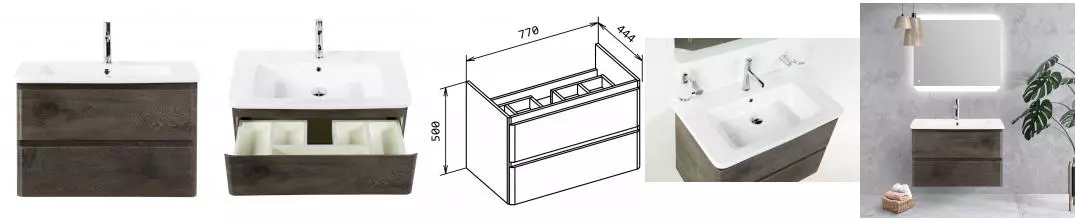 Тумба с раковиной «Belbagno» Albano-cer 80 (12080-KL) подвесная Robere Nature Grigio