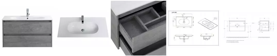 Тумба с раковиной «Belbagno» Kraft 80 (Love 80 LOV-800-LVB) подвесная Cemento Grigio