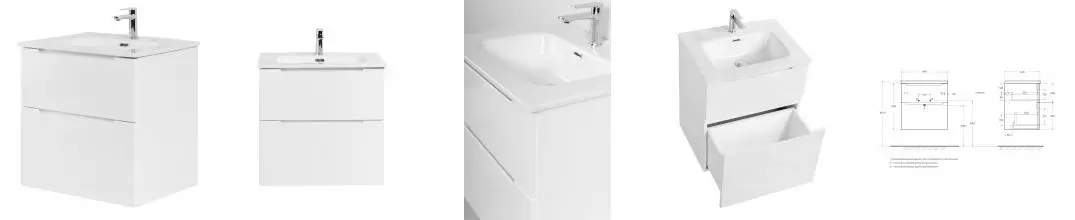 Тумба с раковиной «Belbagno» Etna-H60 60 (BB600ETL) подвесная Bianco Lucido