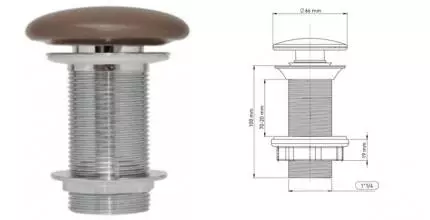 Донный клапан для раковины «Isvea» 38TP0164I с механизмом Клик-Клак коричневый матовый