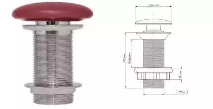 Донный клапан для раковины «Isvea» 38TP0169I с механизмом Клик-Клак бордовый матовый