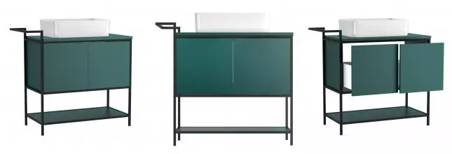 Тумба с раковиной «Cersanit» Botanique 100 (Crea 50 без отверстия) зелёная/чёрная