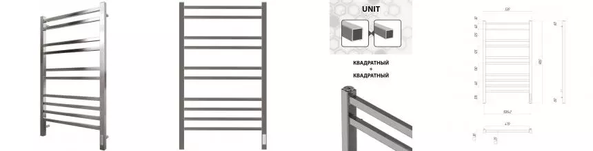 Электрический полотенцесушитель «Lemark» Unit 50/90 хром правый Электрический полотенцесушитель «Lemark» Unit 50/90 хром правый