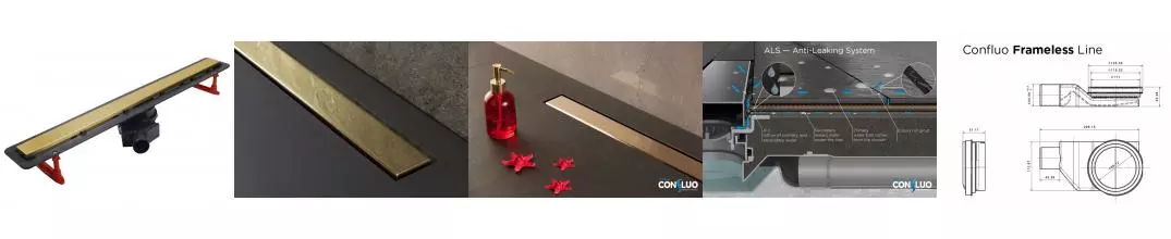 Душевой лоток «Pestan» Confluo Frameless Line 650 13701222 боковой выпуск Gold/под плитку Душевой лоток «Pestan» Confluo Frameless Line 650 13701222 боковой выпуск Gold/под плитку