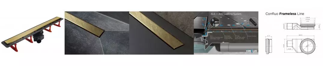 Душевой лоток «Pestan» Confluo Frameless Line 750 13701223 боковой выпуск Gold/под плитку Душевой лоток «Pestan» Confluo Frameless Line 750 13701223 боковой выпуск Gold/под плитку