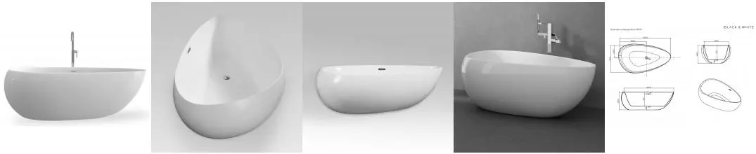 Ванна акриловая «Black & White» SB227 170/95 с сифоном белая