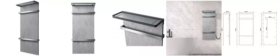 Электрический полотенцесушитель «Black & White» Moon N-388AG 42/90 Armani Grey с полкой правый Электрический полотенцесушитель «Black & White» Moon N-388AG 42/90 Armani Grey с полкой правый