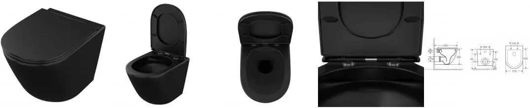 Подвесной унитаз безободковый «Owl 1975» Vind Cirkel-H OWLT190305 черный с сиденьем дюропласт с микролифтом чёрное