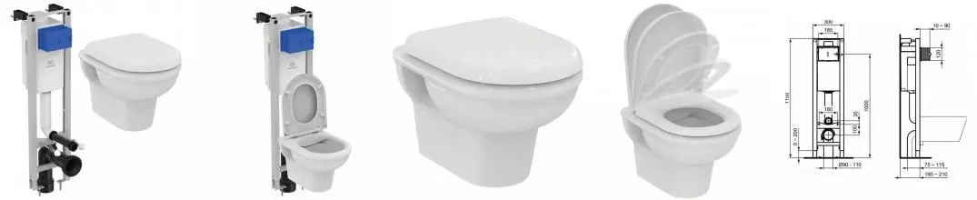 Комплект инсталляция с унитазом «Ideal Standard» Exacto/Prosys Eco Frame M X022601 безободковый белый Комплект инсталляция с унитазом «Ideal Standard» Exacto/Prosys Eco Frame M X022601 безободковый белый