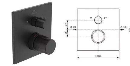 Внешняя часть смесителя «Ideal Standard» Ceratherm T100 A7522XG чёрный Внешняя часть смесителя «Ideal Standard» Ceratherm T100 A7522XG чёрный