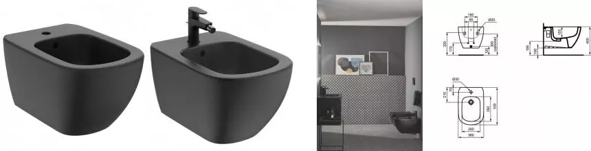 Подвесное биде «Ideal Standard» Tesi T3552V3 черное матовое Подвесное биде «Ideal Standard» Tesi T3552V3 черное матовое