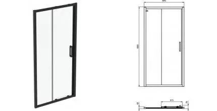 Душевая дверь «Ideal Standard» Connect 2 K9273V3 100/195,5 прозрачная/чёрная матовая универсальная