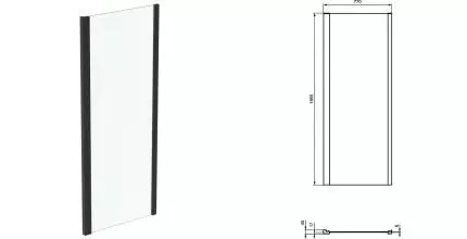 Боковая панель «Ideal Standard» Connect 2 K9299V3 80/195,5 прозрачная/чёрная матовая