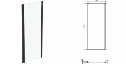 Боковая панель «Ideal Standard» Connect 2 K9299V3 80/195,5 прозрачная/чёрная матовая Боковая панель «Ideal Standard» Connect 2 K9299V3 80/195,5 прозрачная/чёрная матовая