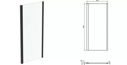 Боковая панель «Ideal Standard» Connect 2 K9374V3 90/195,5 прозрачная/чёрная матовая