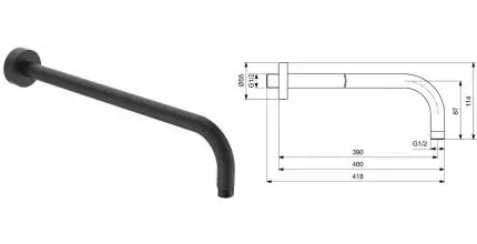 Кронштейн для верхнего душа «Ideal Standard» IdealRain B9445XG 41,8 чёрный матовый