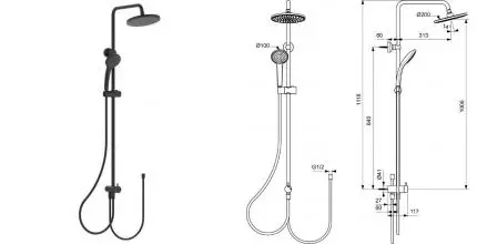 Душевая стойка «Ideal Standard» IdealRain BC747XG чёрная матовая