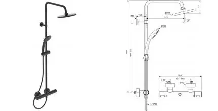 Душевая система «Ideal Standard» Ceratherm T25 A7545XG с термостатом чёрная матовая