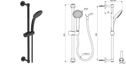Душевой гарнитур «Ideal Standard» BD142XG чёрный матовый Душевой гарнитур «Ideal Standard» BD142XG чёрный матовый