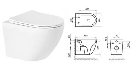 Подвесной унитаз безободковый «Belbagno» Sfera-R BB046CHR белый (BB070SC) с сиденьем дюропласт с микролифтом