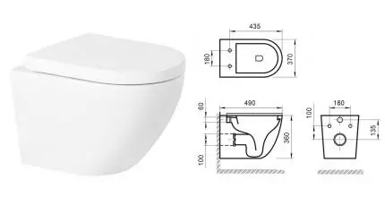 Подвесной унитаз безободковый «Belbagno» Sfera-R BB046CHR белый (BB105SC) с сиденьем дюропласт с микролифтом