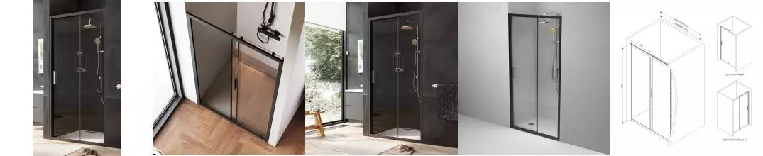 Душевая дверь «Am.Pm» Gem W90G-100-1-195BT 100/195 прозрачная/чёрная универсальная