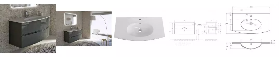 Тумба с раковиной «Cezares» Dalila 100 (Comfort 101/55) подвесная Antracite Тумба с раковиной «Cezares» Dalila 100 (Comfort 101/55) подвесная Antracite