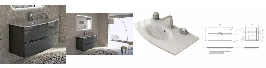 Тумба с раковиной «Cezares» Dalila 100 (101/52 50195) подвесная Antracite Тумба с раковиной «Cezares» Dalila 100 (101/52 50195) подвесная Antracite