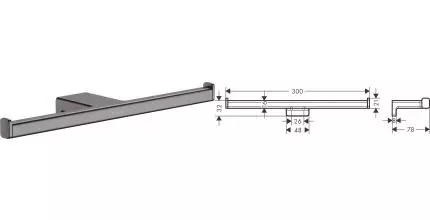 Держатель для туалетной бумаги «Hansgrohe» AddStoris 41748340 на стену шлифованный чёрный хром Держатель для туалетной бумаги «Hansgrohe» AddStoris 41748340 на стену шлифованный чёрный хром