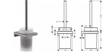 Ёршик для унитаза «Hansgrohe» AddStoris 41752340 на стену шлифованный чёрный хром