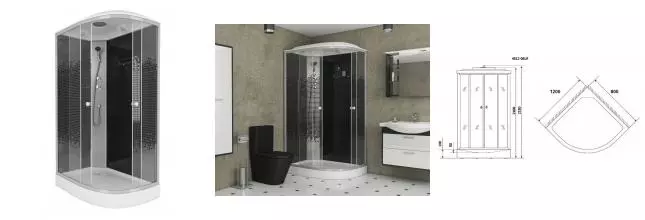 Душевая кабина «Niagara» NG-4512-14L Black 120/80 низкий поддон мозаика/чёрная левая Душевая кабина «Niagara» NG-4512-14L Black 120/80 низкий поддон мозаика/чёрная левая